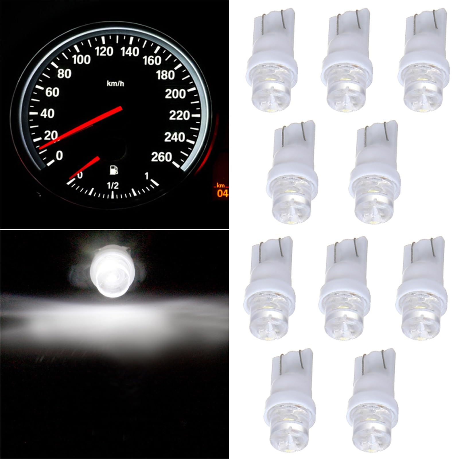 cciyu 10 Pack White T10 168 194 LED Bulbs for Instrument Cluster Dash Light - Bright, Energy Efficient Lighting