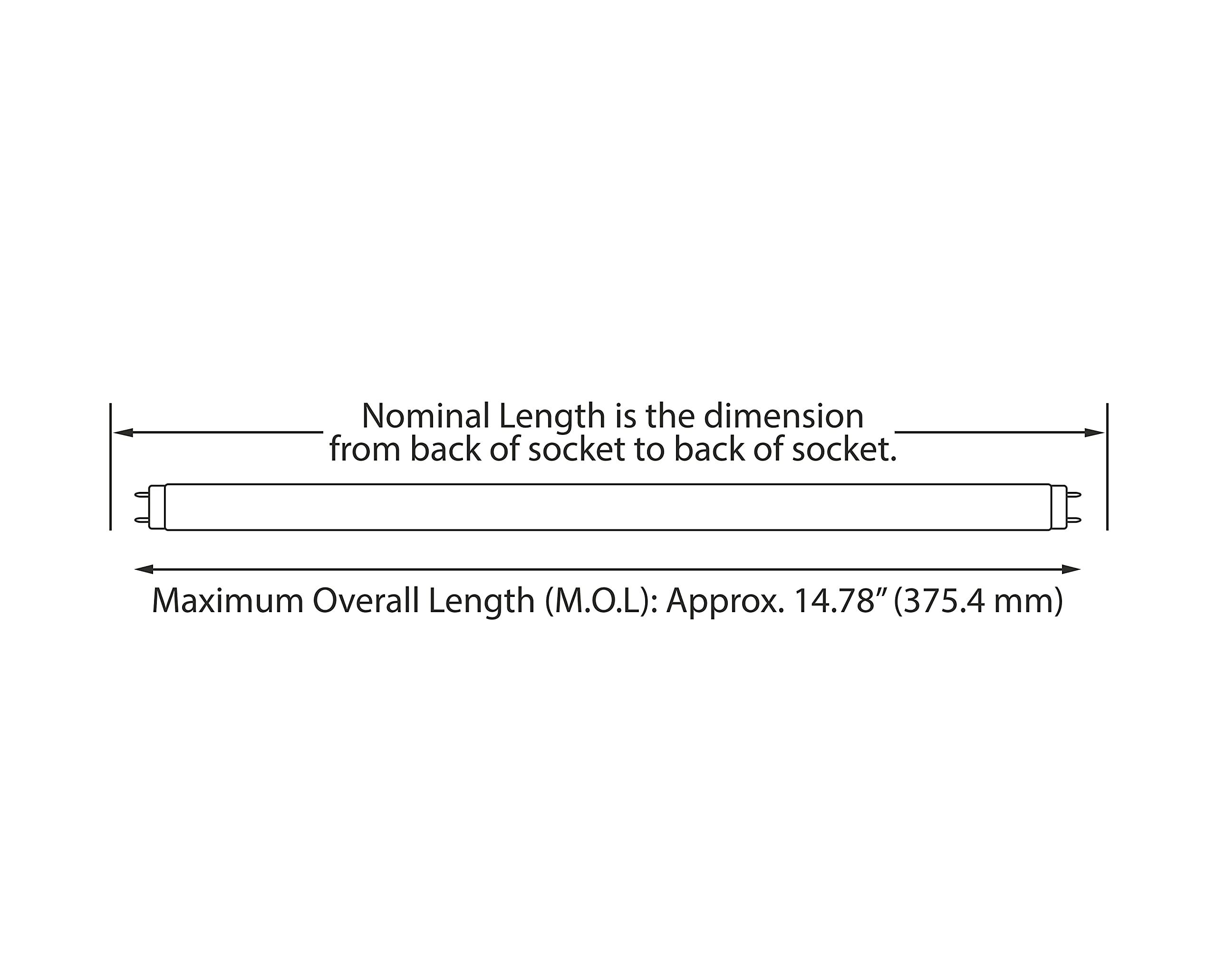 NYLL T8 LED Tube Lamp 15 Inch Cool White 4100K Model RL-F14T8 14W Replacement for F14T12/F14T8 - Ballast Required