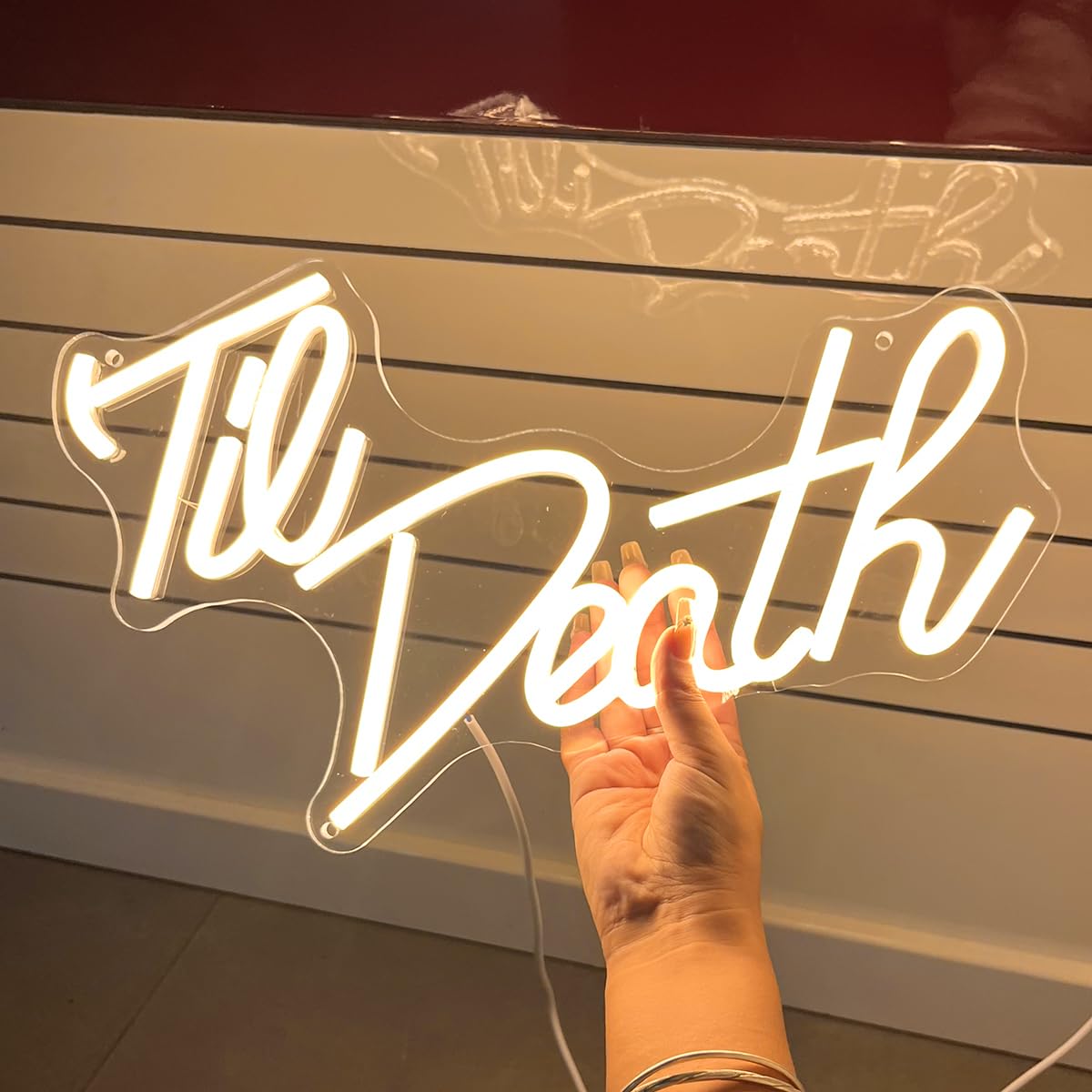Til Death Neon Sign For Wall Decor Warm White Led Til Death Light Sign For Wedding Engagement Birthday Anniversary Proposal Party Til Death Do Us Party Decor Valentines Day Gifts