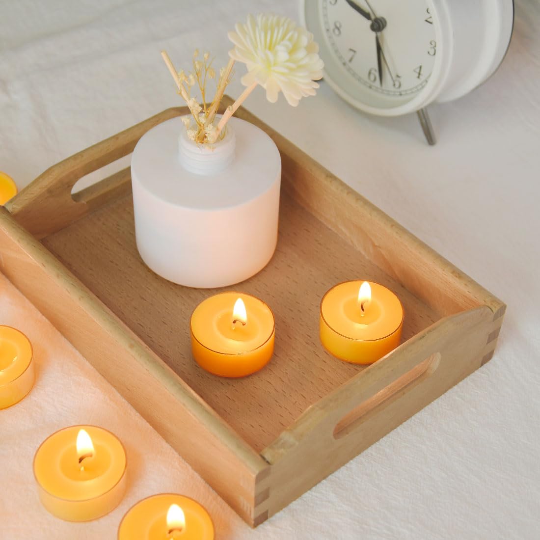 Natural Yellow Beeswax Tealight Candles - 12Pcs - Organic Candle Natural Scent Smokeless Clean Burning