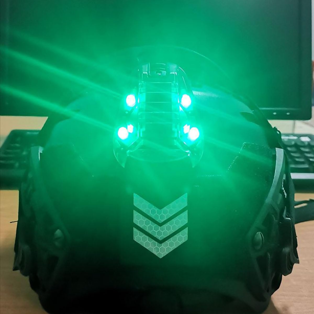 LThyzszb Tactical Helmet Light - LED & IR, Waterproof, Green Light, Black Base, Battery Powered