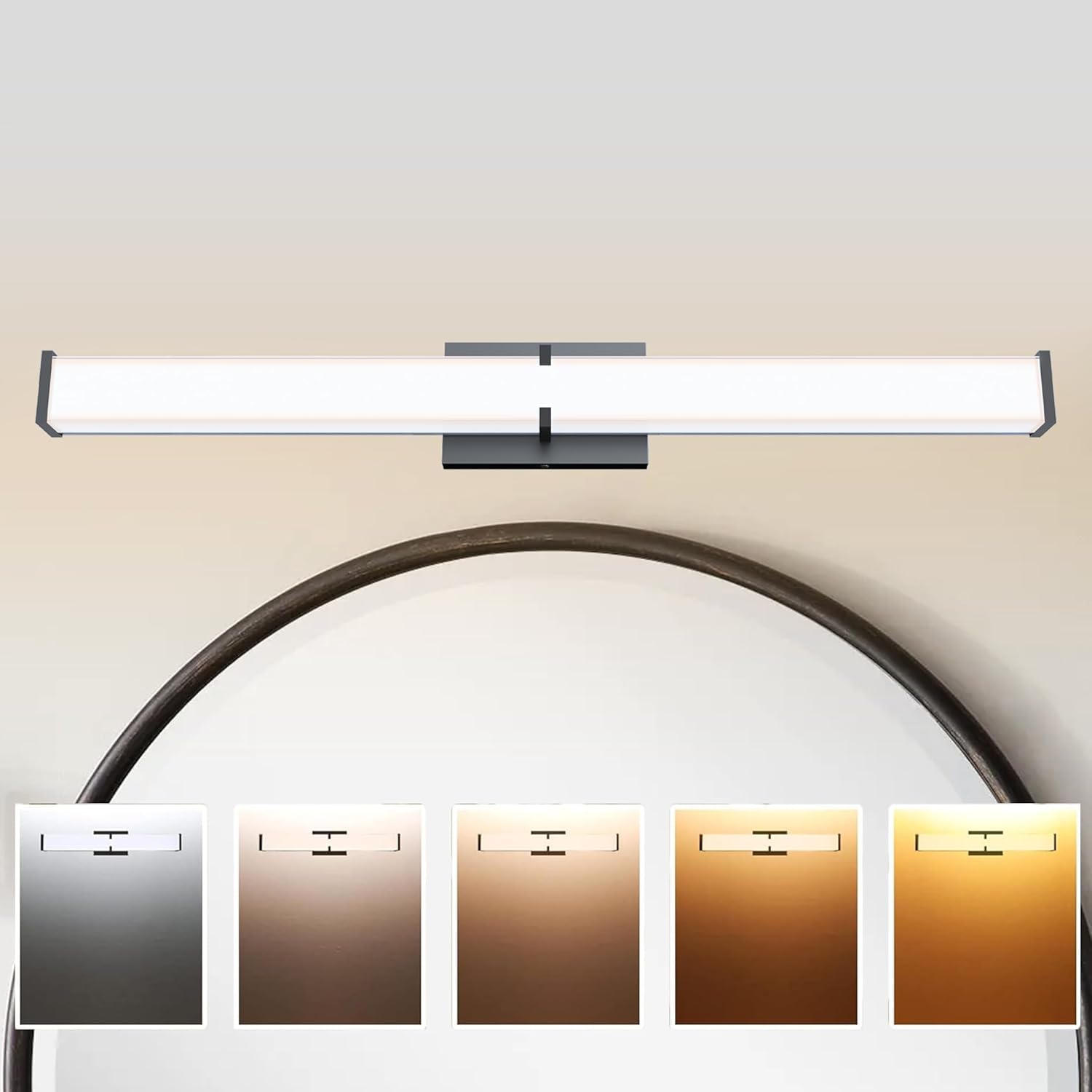 NOVELUX LED Vanity Light Fixture, 31.5 Inch, Dimmable, 5CCT, Black Metal, ETL Listed, Clear Shade