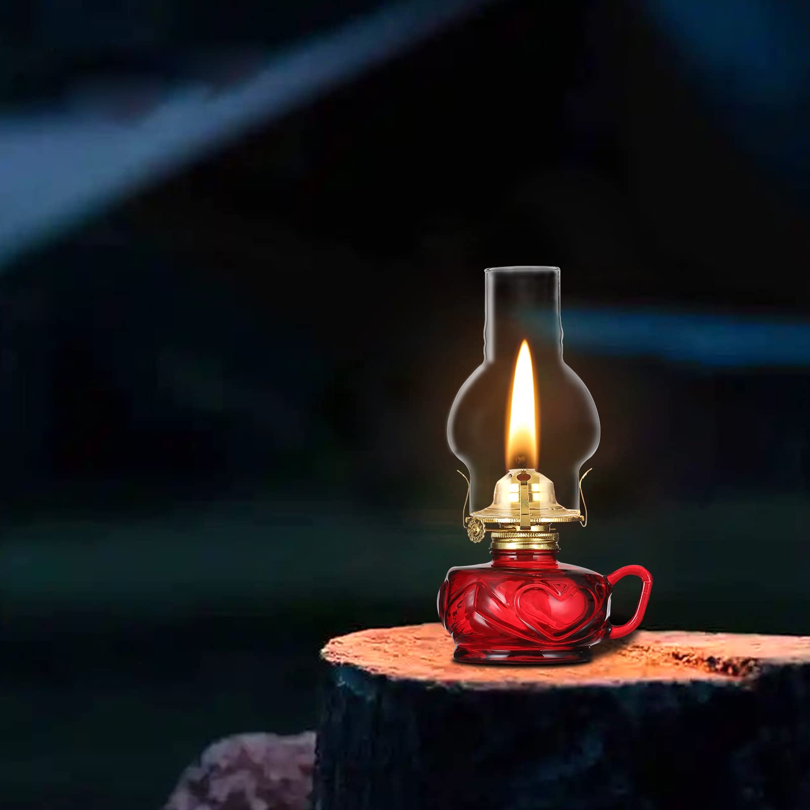 Dnrvk Vintage Red Kerosene Lamp With Handle Large Color Glass Oil Lamps For Indoor Use Decorative Indoor Oil Lamp Hurricane Lamp Lantern For Tabletop Decor Emergency Lighting