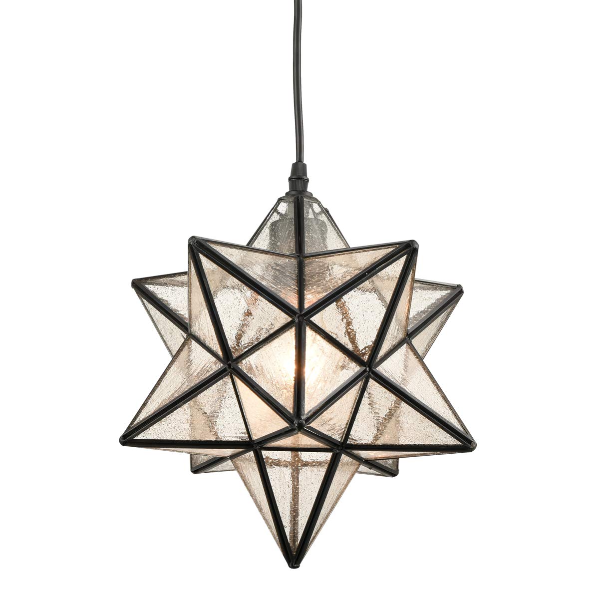 Danseer Black Seeded Glass Industrial Moravian Star Pendant Light Fixture