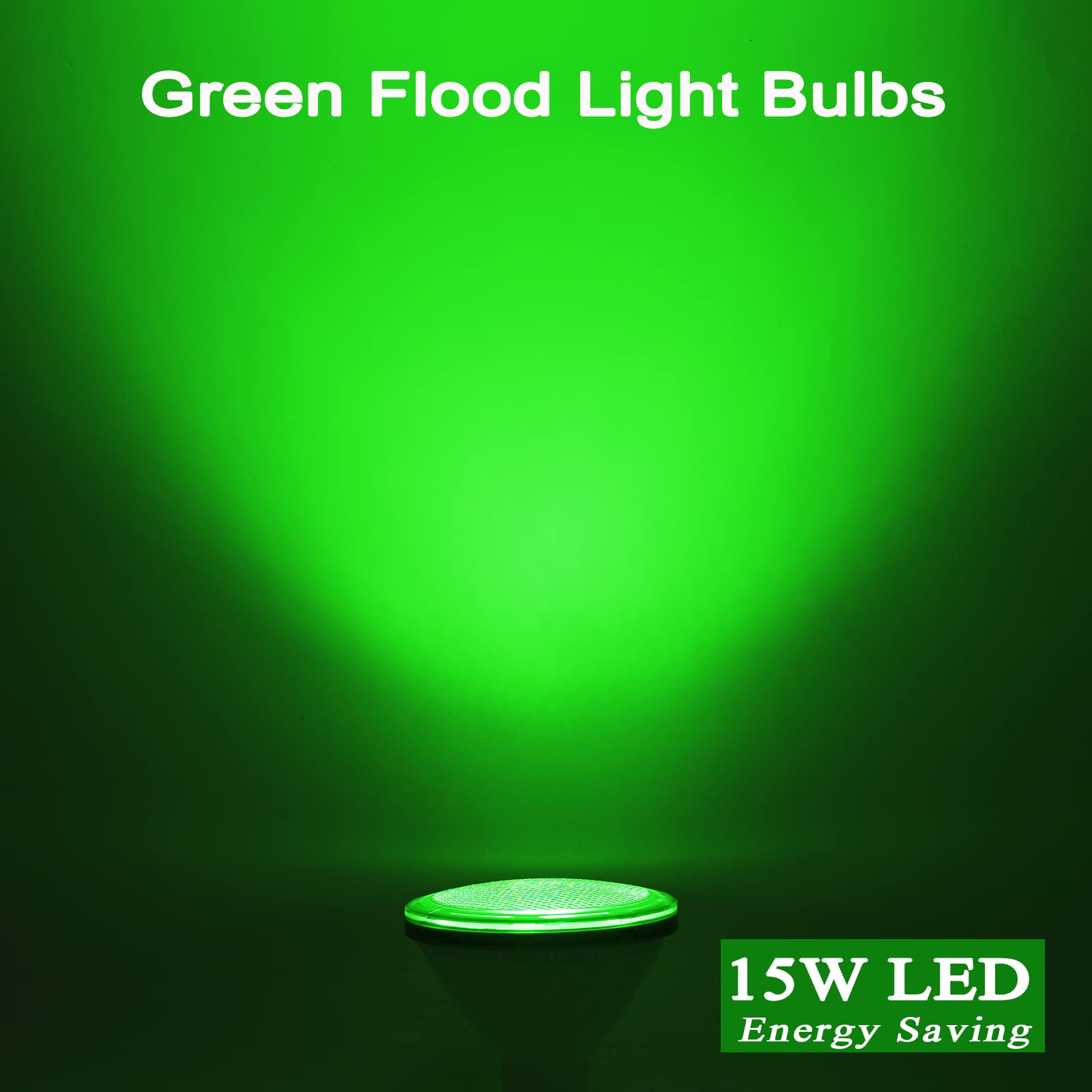 GREENIC Green LED Flood Light Bulb, 15W (100W Equivalent), PAR38 Size, E26 Base, Plastic, 2 Pack