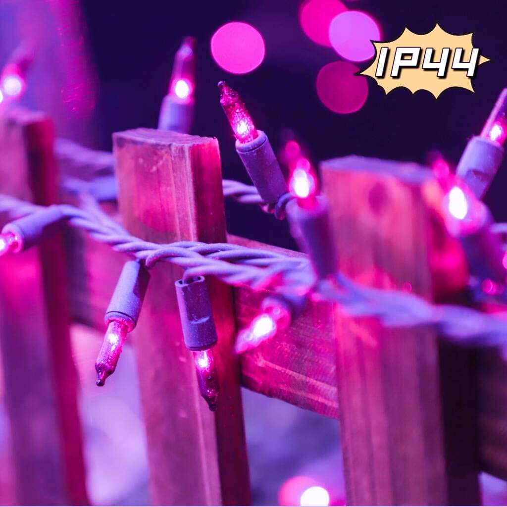Lamphome Super-Bright Extendable Purple Halloween Decoration 100 Lights 19.6Ft Ul Certified Mini Bulb String Lights Set For Outdoor Halloween Home Christmas Tree Garden Holiday Party Patio Decor
