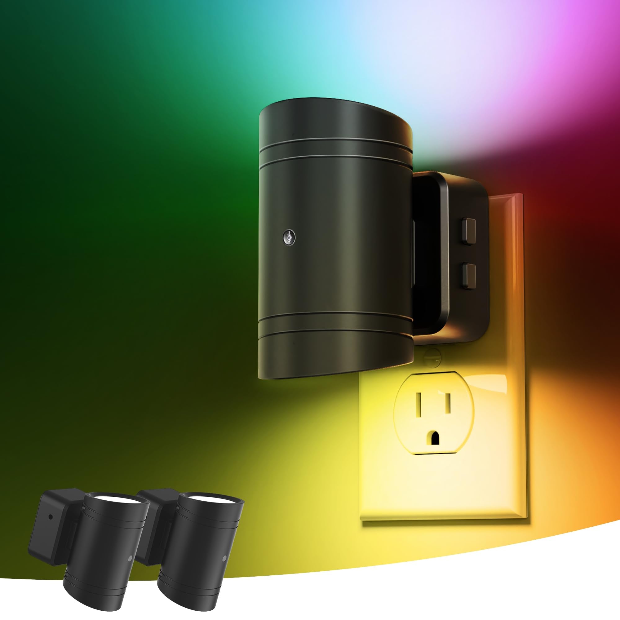L LOHAS LED Night Light, 2 Pack,10-Color Changing Night Light for Kids,180 Rotatable Plug RGB Nightlight, LED Plug in Wall Light