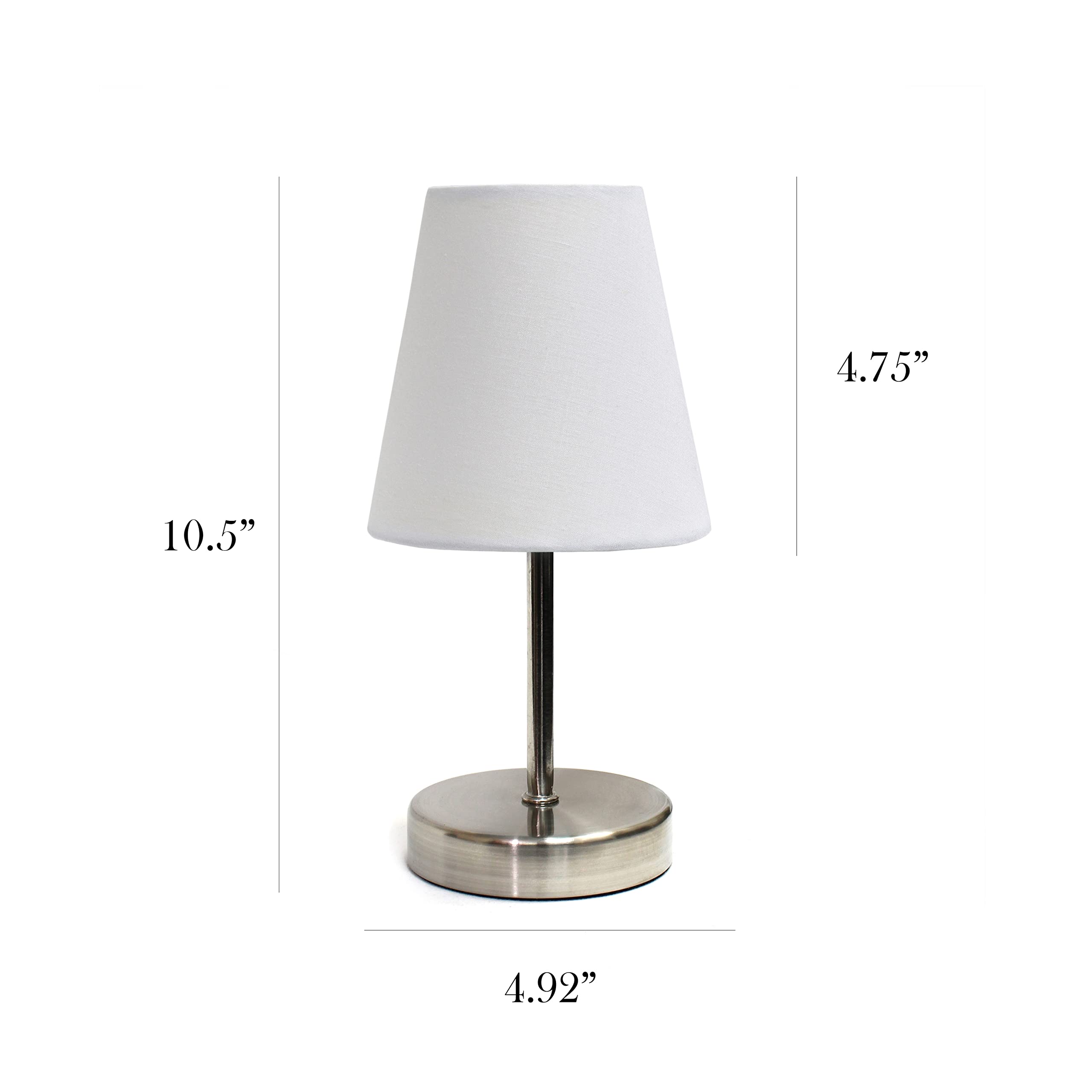 Simple Designs Mini Table Lamp Set, 2 Count, Metal, White, Model LT2013-WHT-2PK