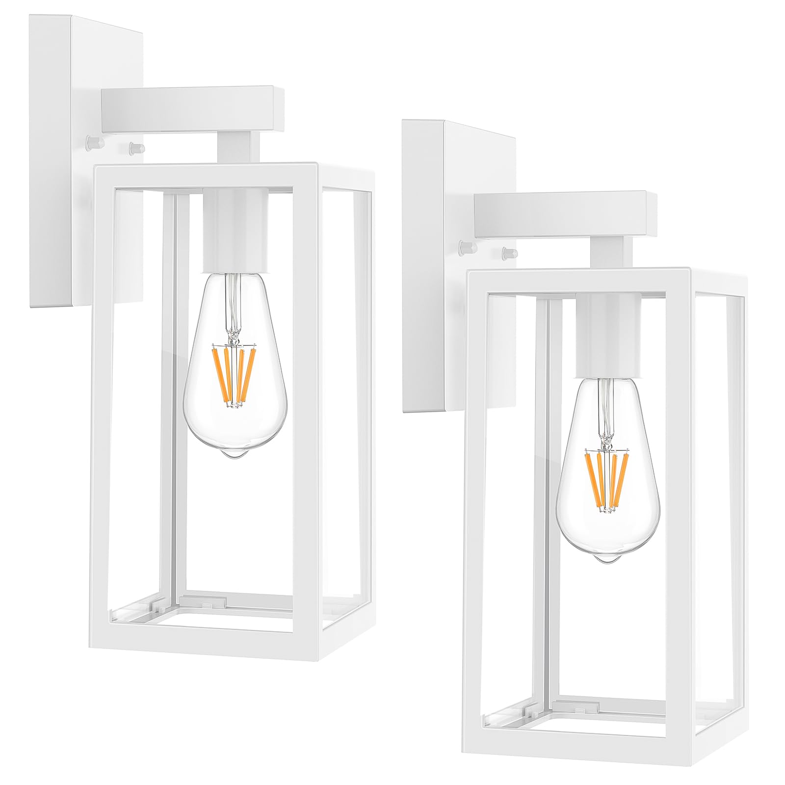 MAXvolador Outdoor Wall Sconce, Exterior Waterproof Lantern Light Fixtures, White Porch Light Toughened Glass, Anti-Rust E26 Pat