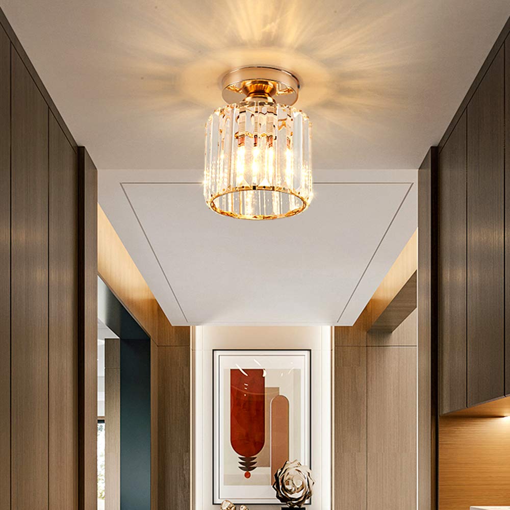 Frixchur Crystal Ceiling Light Mini Crystal Chandelier Modern Ceiling Lamp Close To Ceiling Lighting Fixture For Hallway Kitchen