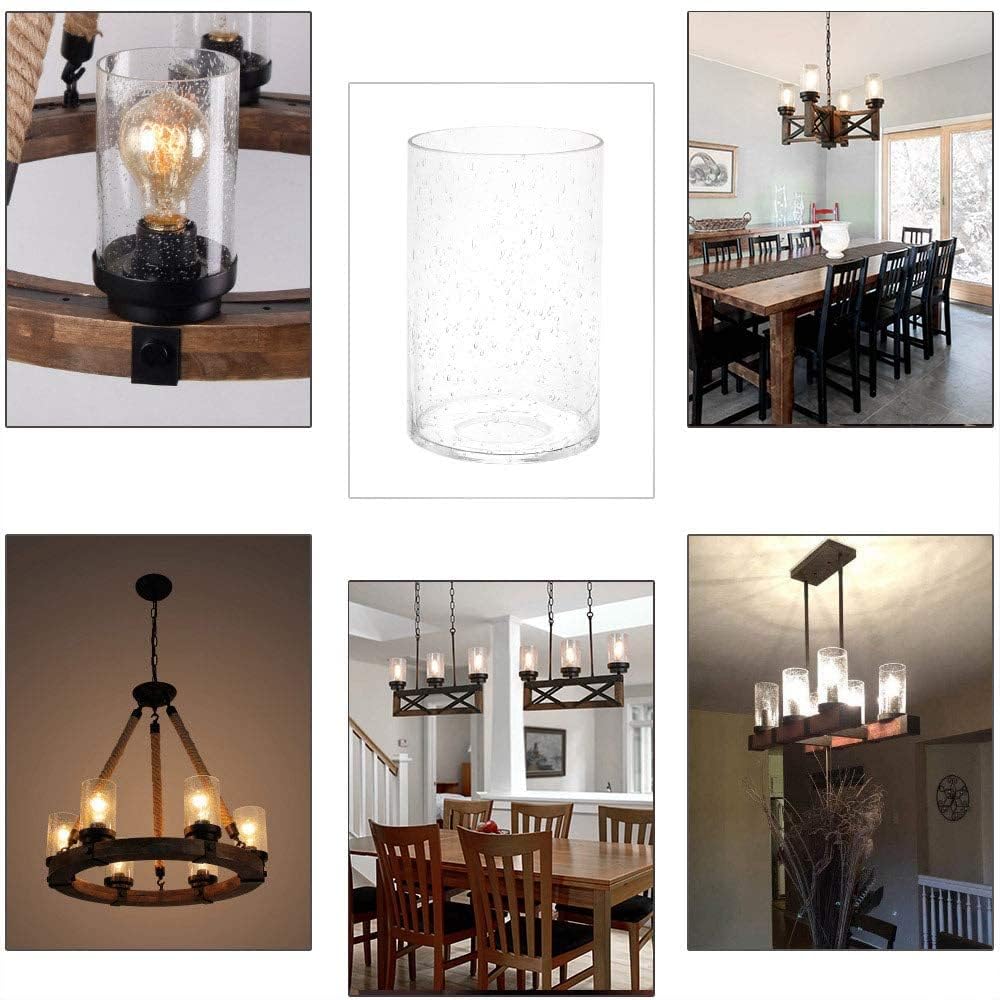 Eumyviv A00001 Cylinder With Bottom Clear Bubble Glass Lamp Shade