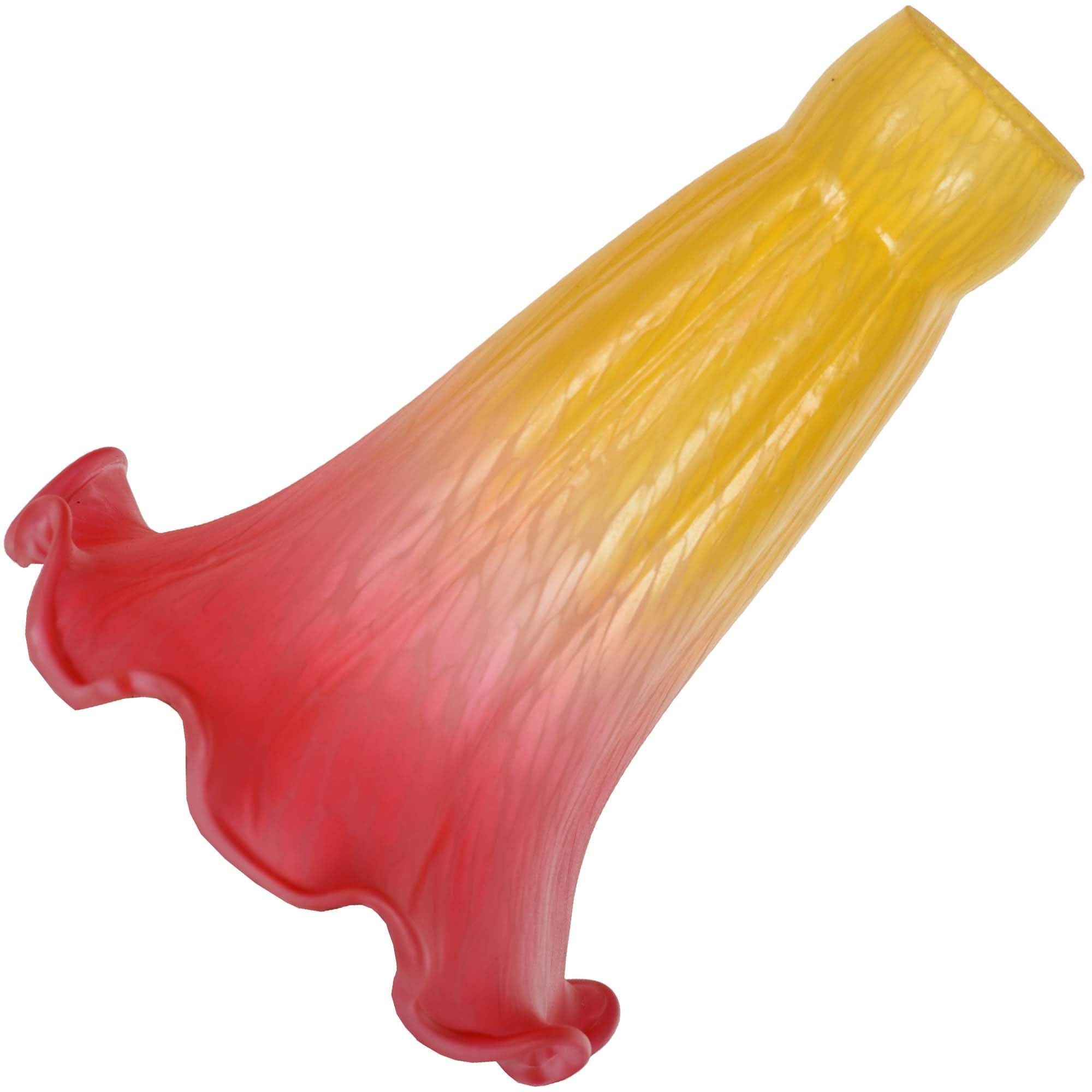 Bieye LS16S Lily Flower Blown Glass Lampshade (Yellow Red, Opening I.D. 0.87'' x O.D. 1'')