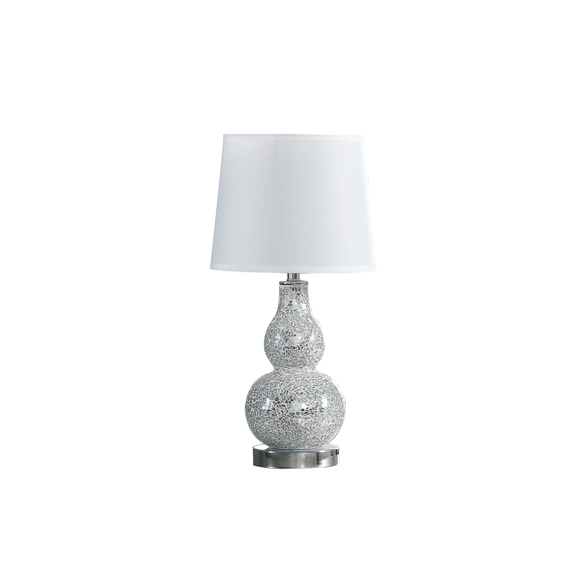 Homeroots Mirrored  le Glass Mosaic Table Lamp, 20 In., Silver