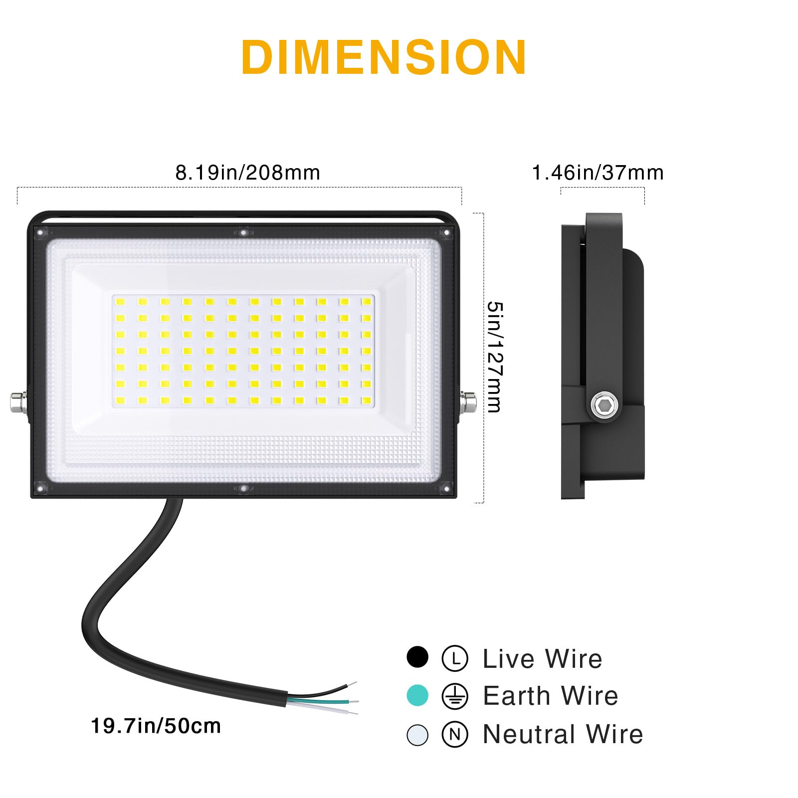 Onforu 60W LED Flood Lights - Super Bright 6500K Daylight, IP66 Waterproof, Black, 2 Pack for Garage, Yard, Garden