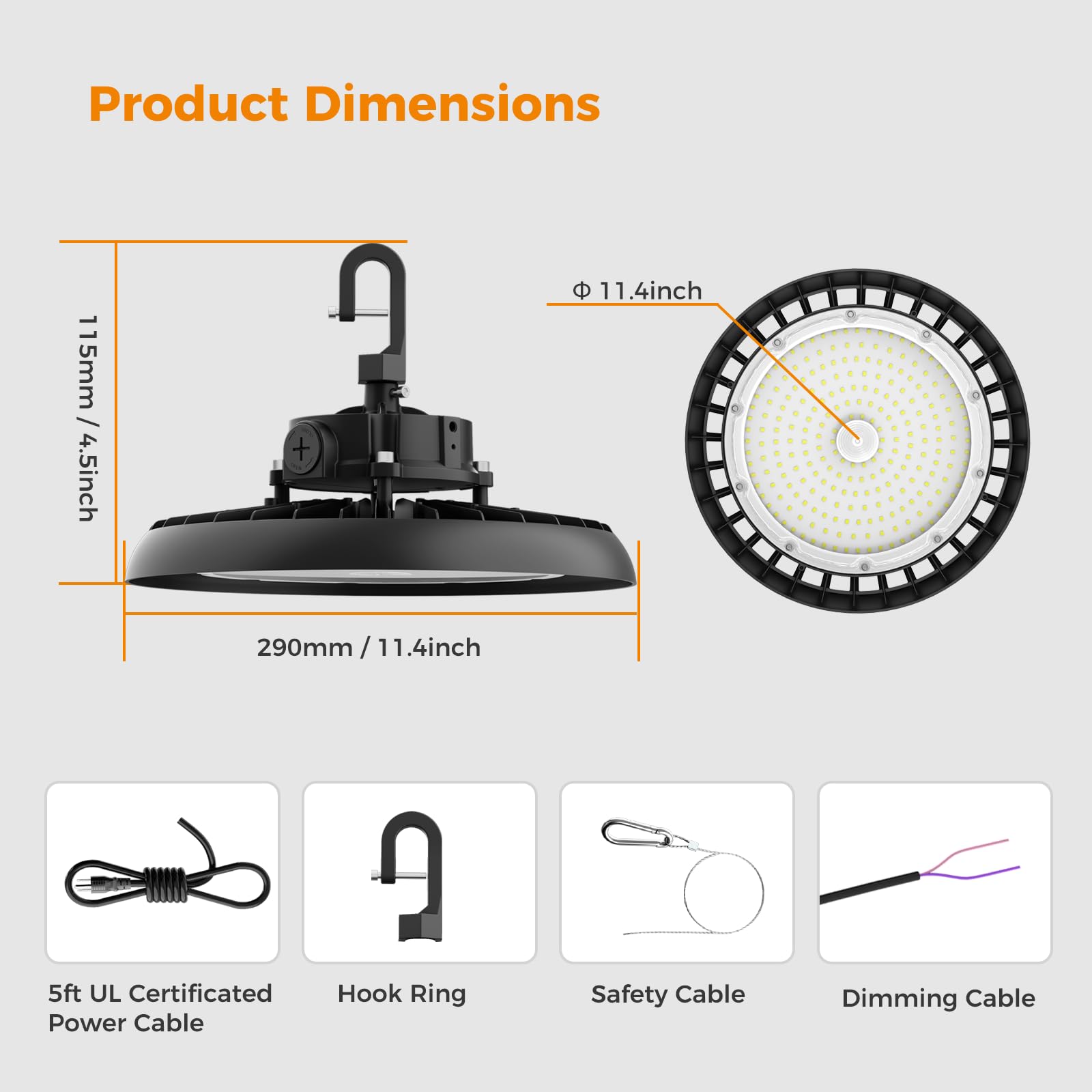 High Bay Lights Led Ufo Light 240W Led Shop Lights 6000K Ip65 Commercial Bay Lighting Fixture 43200 Lm Super Bright  5Ft Cable Plug & Play For Warehouse Factory Garage Workshop Barn 6 Pack