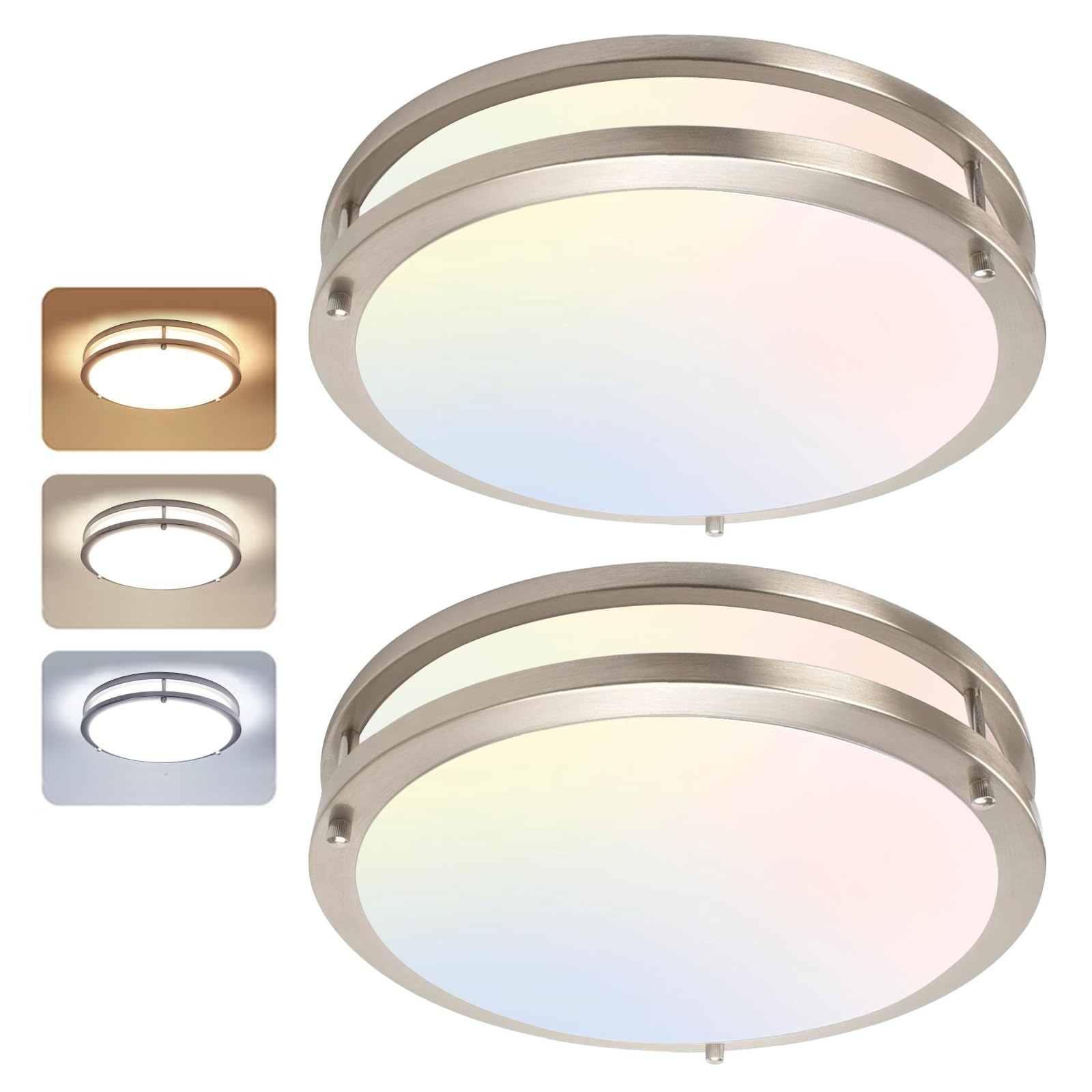 Elekeed 40W Ceiling Light with Remote, 2 Pack 13Inch LED Flush Mount Ceiling Light, Dimmable Ceiling Light Fixture for Hallway B