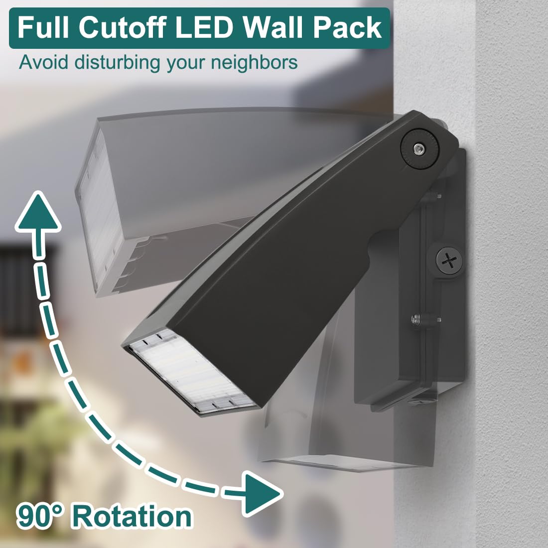 Kadision 30W LED Wall Pack Light, Dusk-to-Dawn, 3900lm, 5000K, Dark Grey, Adjustable Full Cutoff, Model WP-30D-50