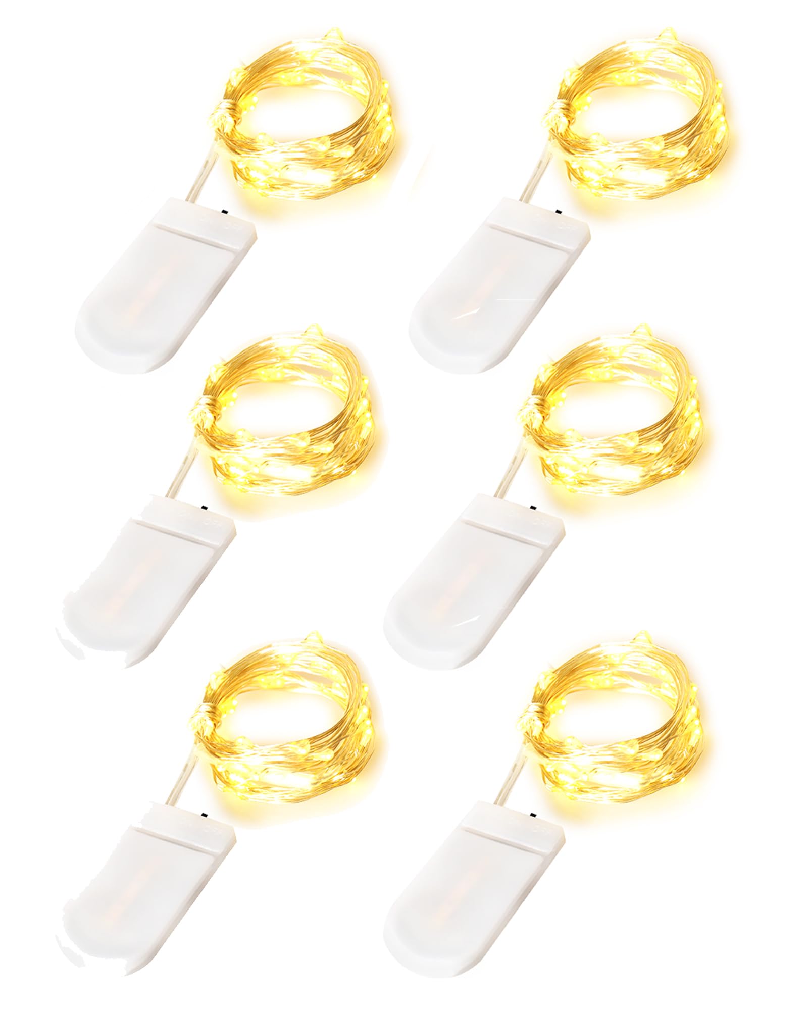 Blingstar Fairy Lights Battery Operated Christmas Lights 6 Pack 7Ft 20 LED Mini String Lights Silver Wire Mason Jar Lights Firefly Lights for Bedroom Wedding Birthday Party Centerpiece, Warm White