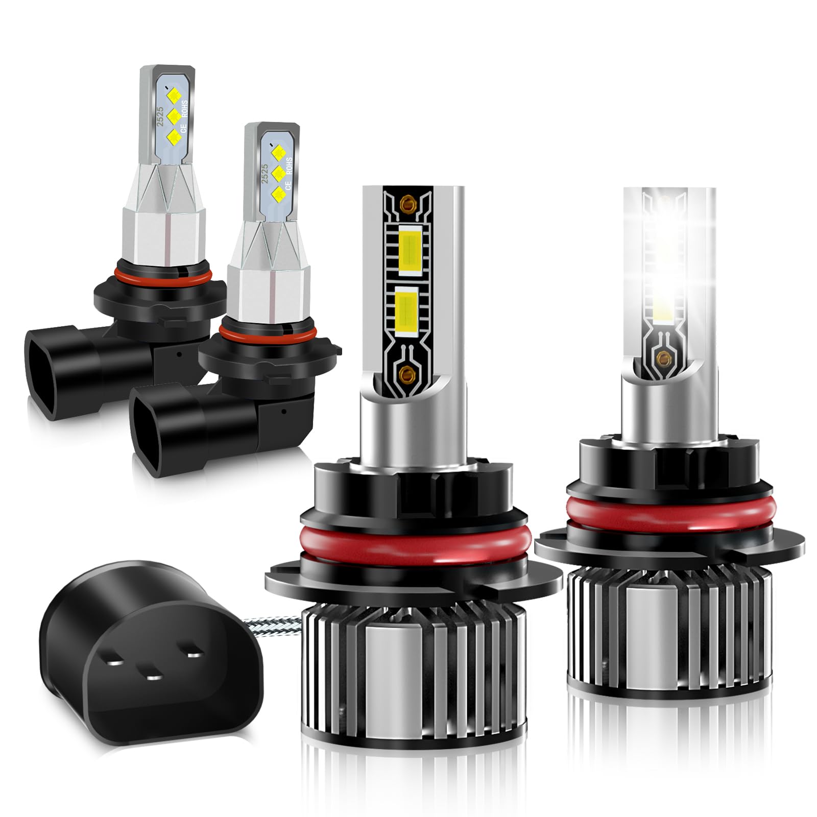 TXBILMOO 9007 Light Bulbs & 9145 Fog Lights, 600% Brightness, IP68 Waterproof, For F150 (1997-2003), Cool White,