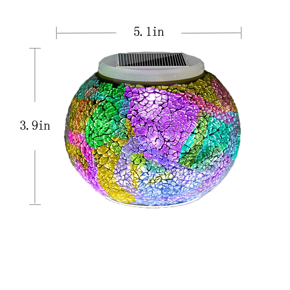Aukora Solar Powered Color Changing Glass Ball Lights - Waterproof LED Garden/Table Decor, Multi-Colored, Ideal for Outdoor/Indoor Use