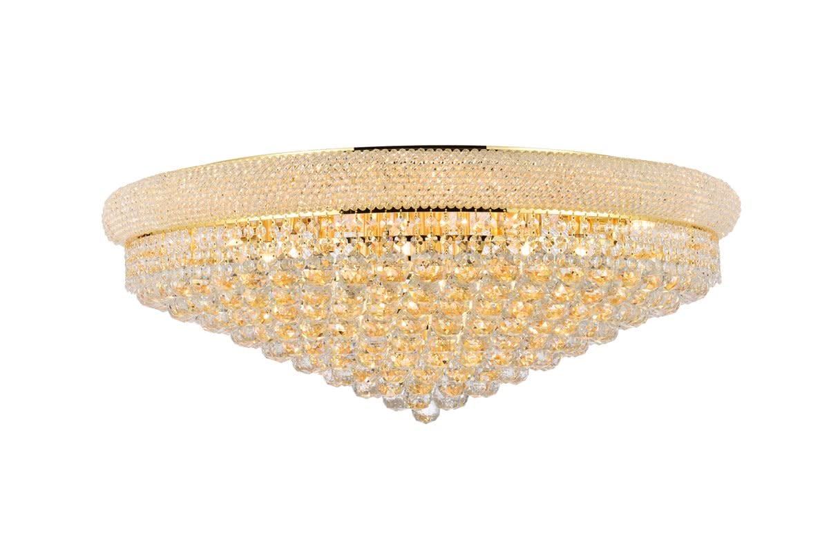 Elegant Lighting 1800F36G/RC Royal Cut Clear Crystal Primo 20-Light, Single-Tier Flush Mount Crystal Chandelier, Gold Finish
