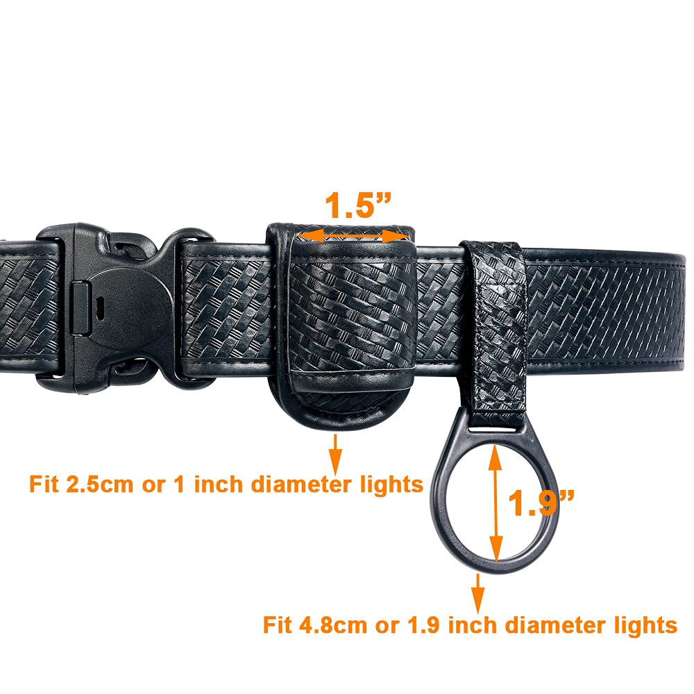Taftacfr Compact Flashlight Holder(Open Top)+ Flashlight Ring Strap Holder Hold Mag Lite And Other D/C Cell Flashlights(Basketweave Hidden Snap)