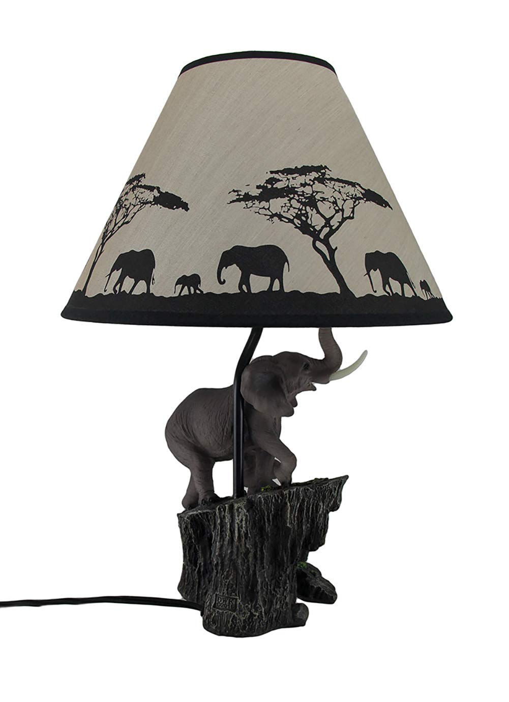 Zeckos Sculptural Table Lamp with Decorative Shade, Gray, 18.5 x 7.5 x 6 Inch, Model HD42934, Resin Material