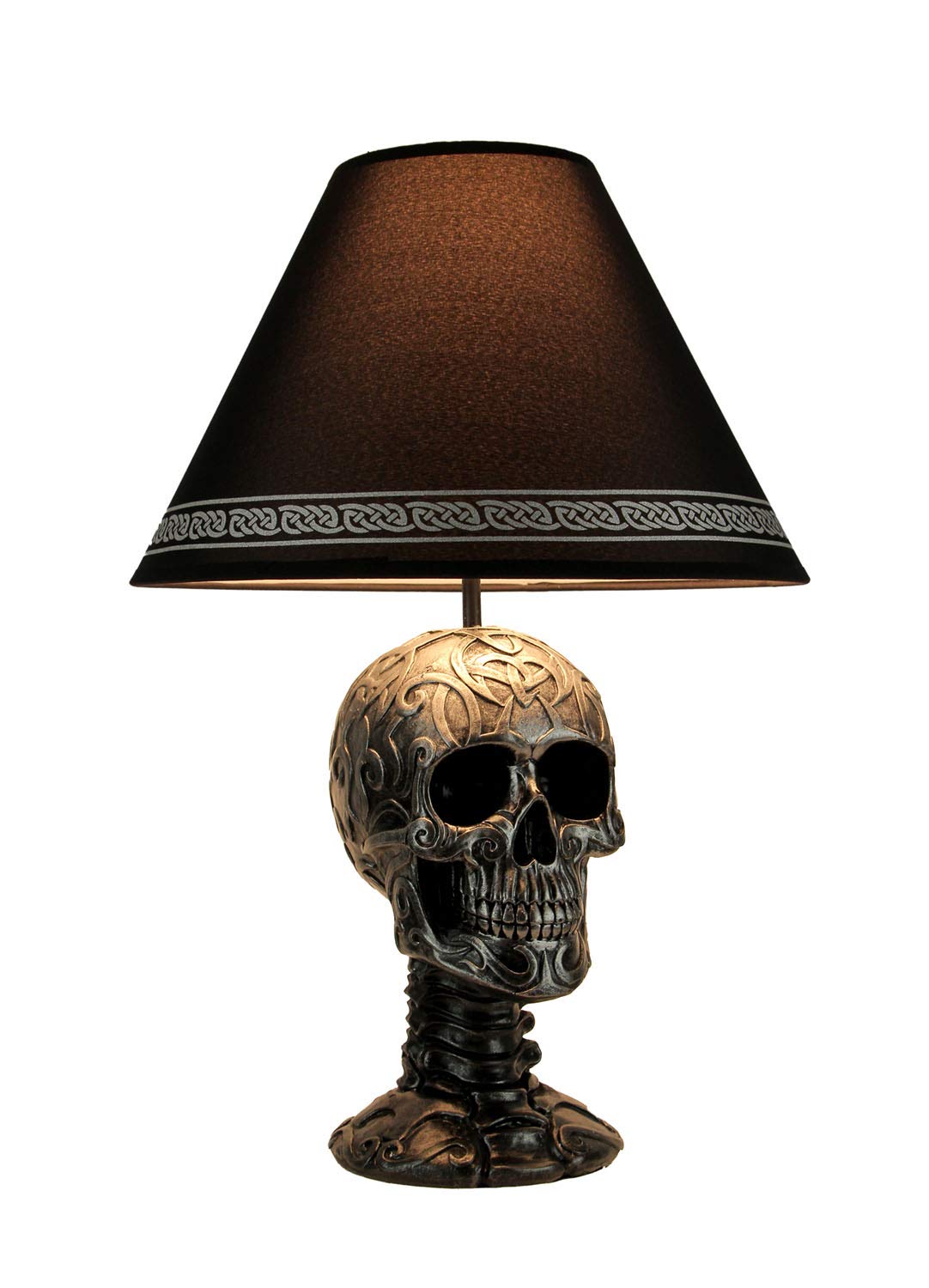 GARDENGREETERS Light of Wisdom Gothic Tribal Skull Table Lamp with Shade, Resin