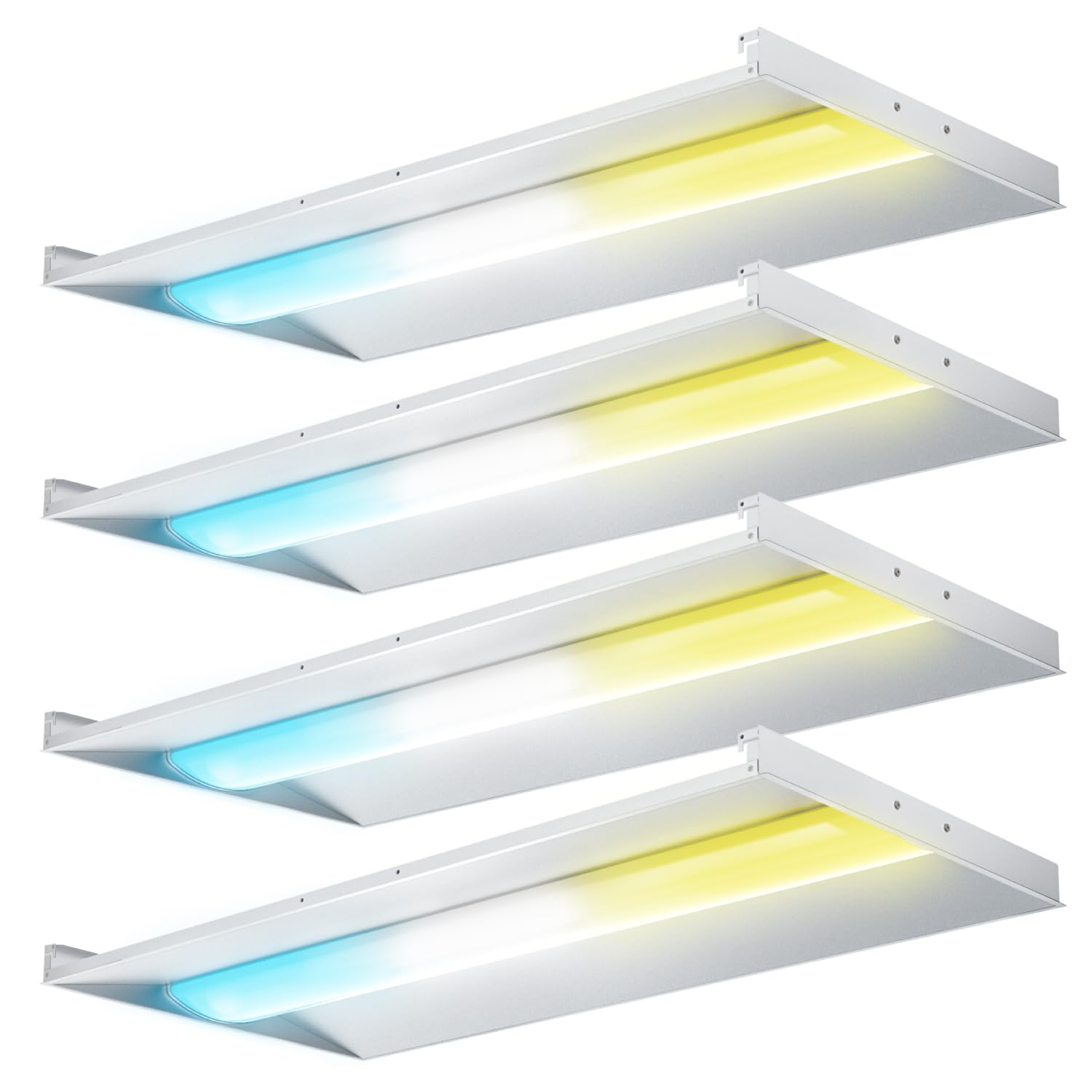 Sunco 4 Pack 2x4 LED Center Basket Troffer Light, 3CCT Selectable, 4656W