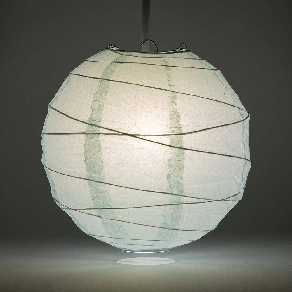 Paperlanternstore.Com 20 Inch Artic Spa Blue Round Paper Lantern, Crisscross Ribbing, Hanging Decoration