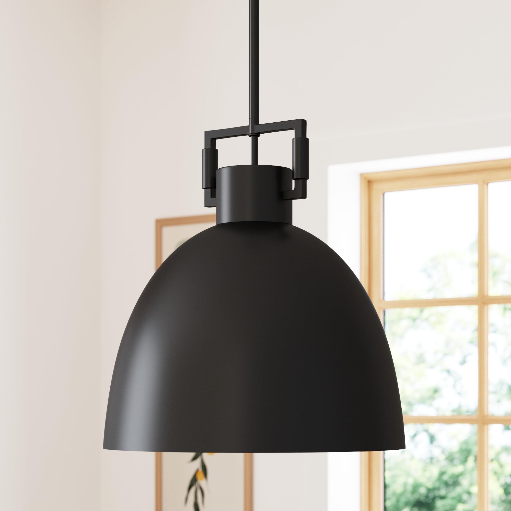 Nathan James Leigh Pendant Light Set of 2, Matte Black Metal, Adjustable Cord, for Kitchen Island or Entryway, Model 12206-2