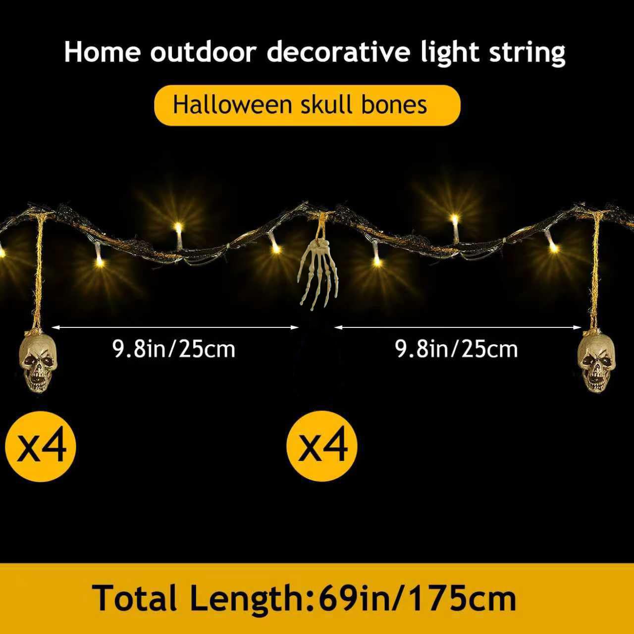 BEABOO Halloween String Lights, 6FT 26LED Battery Operated Skeleton Hand, Indoor Outdoor Decor