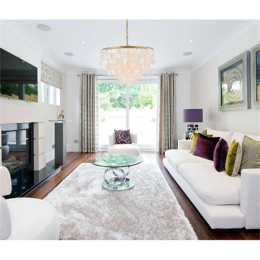 Living District 6-Light Brass & White Mid-Century Metal Pendant Light Fixture