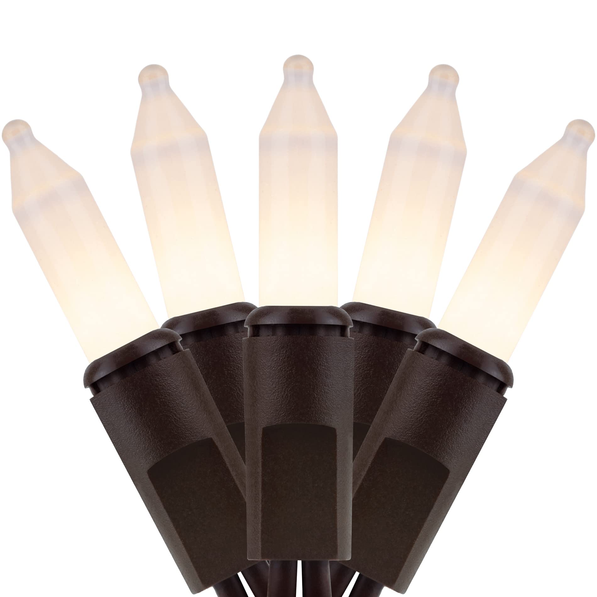 YULETIME Frosted White Christmas Lights, 200 Count Mini String Lights, 2 Strands of 21 ft, UL Certified, Brown Wire