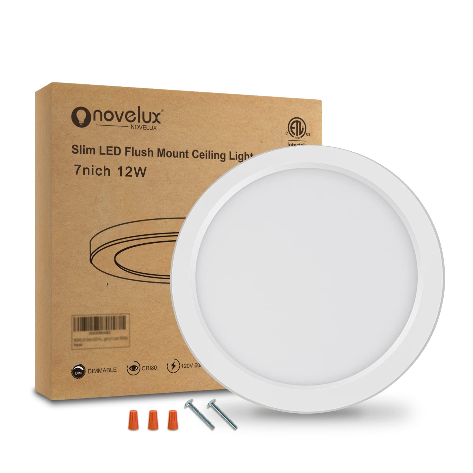 NOVELUX 7 inch Flushmount LED Ceiling Lights Ultra Slim 0.63'' Thick Round Flat Ceiling Lamps 5000K Daylight LED Ceiling Light F