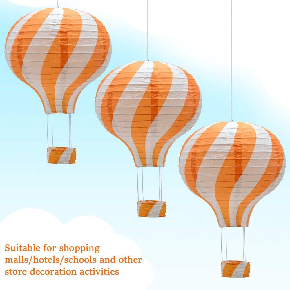 Ceeysee 3 Pcs Hanging Hot Air Balloon Paper Lanterns 12 Inch Orange Paper Lanterns Decoration Paper Lanterns For Halloween Weddi