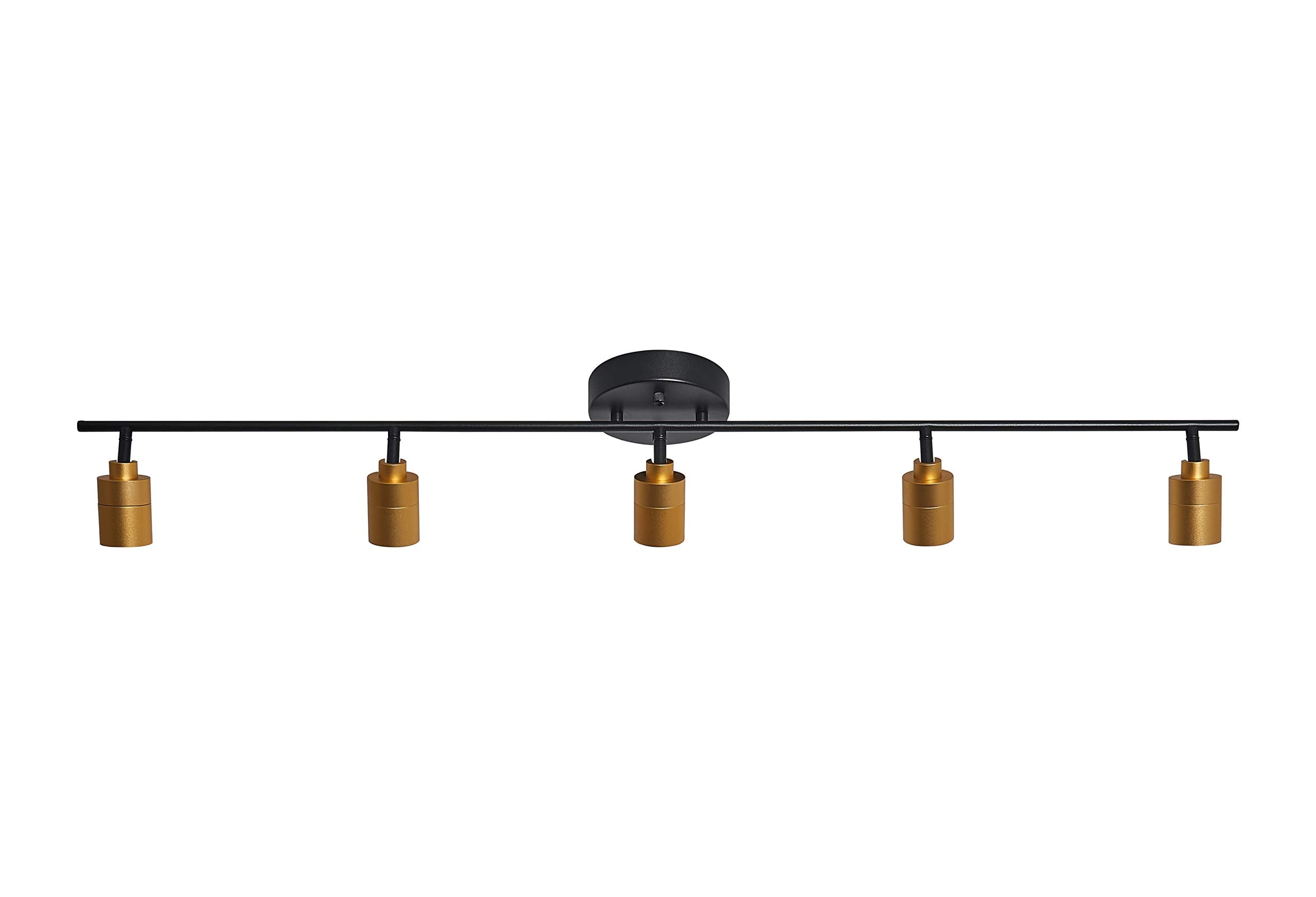 Shura Black & Brass 5-Light Track Light With Adjustable Heads, Integrated Led Bulbs, 4 Ft. Track Lighting Kit Ceiling Light, 300