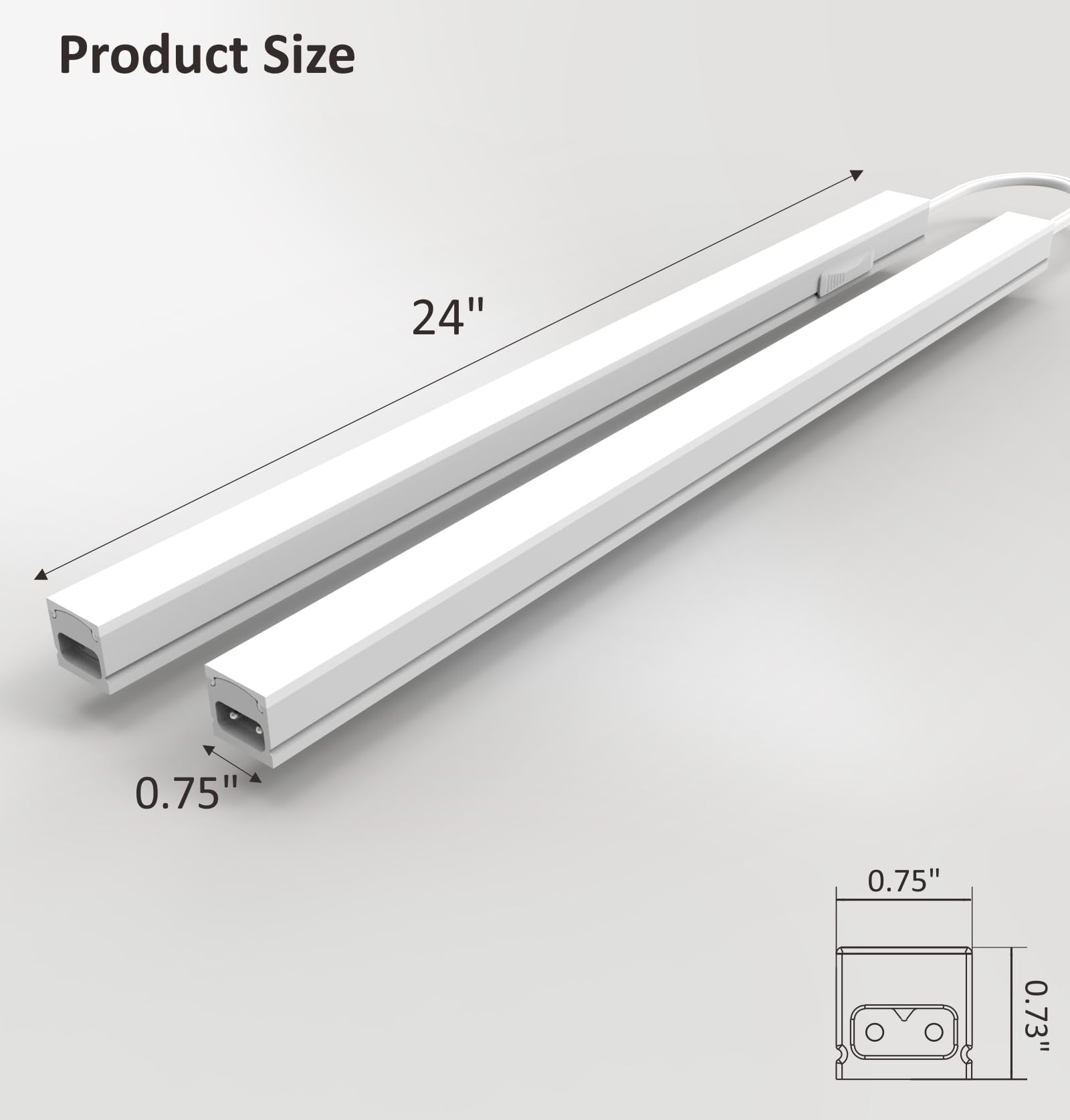 Leetdud Under Cabinet LED Lights, 24 Inch, 2 Pack, 3CCT Adjustable (3000K/4000K/5000K), White, Model Hilink-T