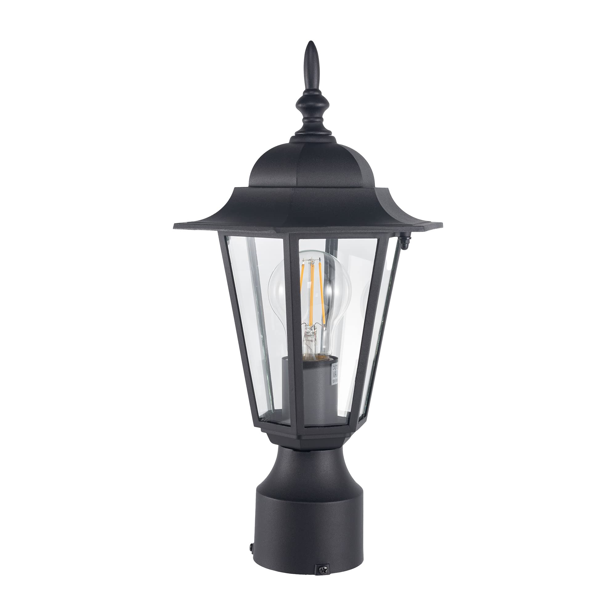 GRUENLICH Outdoor Post Lighting Fixture, Aluminum, E26 Medium Base, Max 60W, Black Finish, 1 Pack, Model GR-PL001