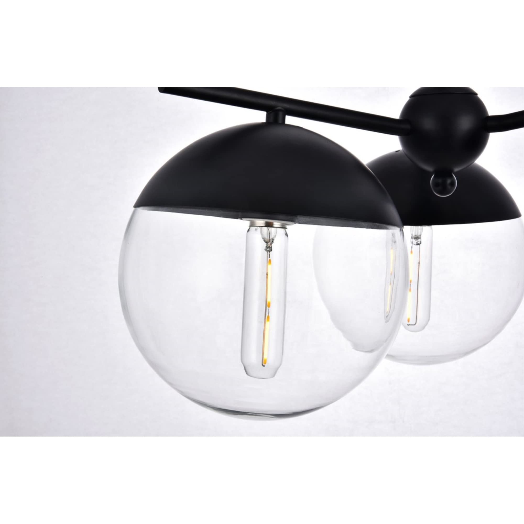 Living District Indoor Modern Home Decorative Bright Ceiling Eclipse 3 Lights Black Pendant with Clear Glass