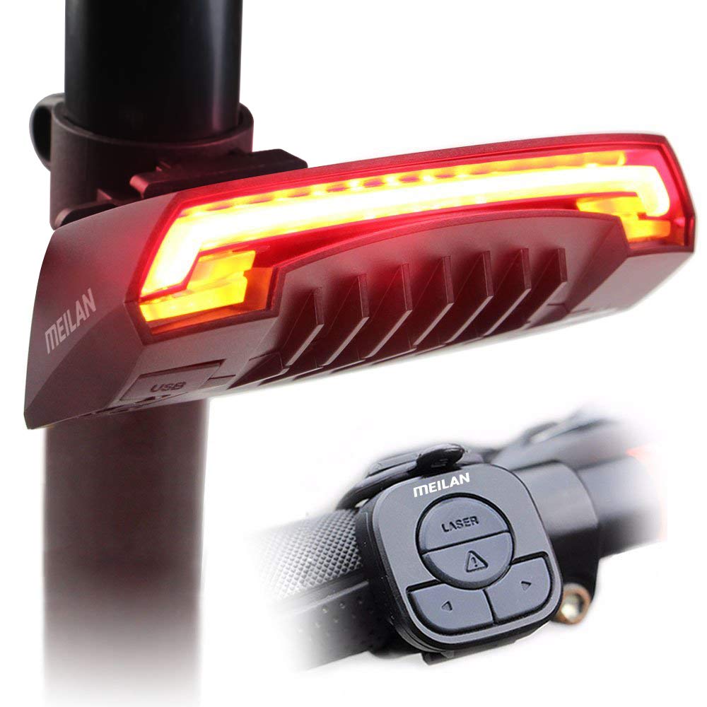 MEILAN X5 Smart Bike Tail Light with Turn Signals, Brake Light, USB Rechargeable, 1 Pack, Plastic