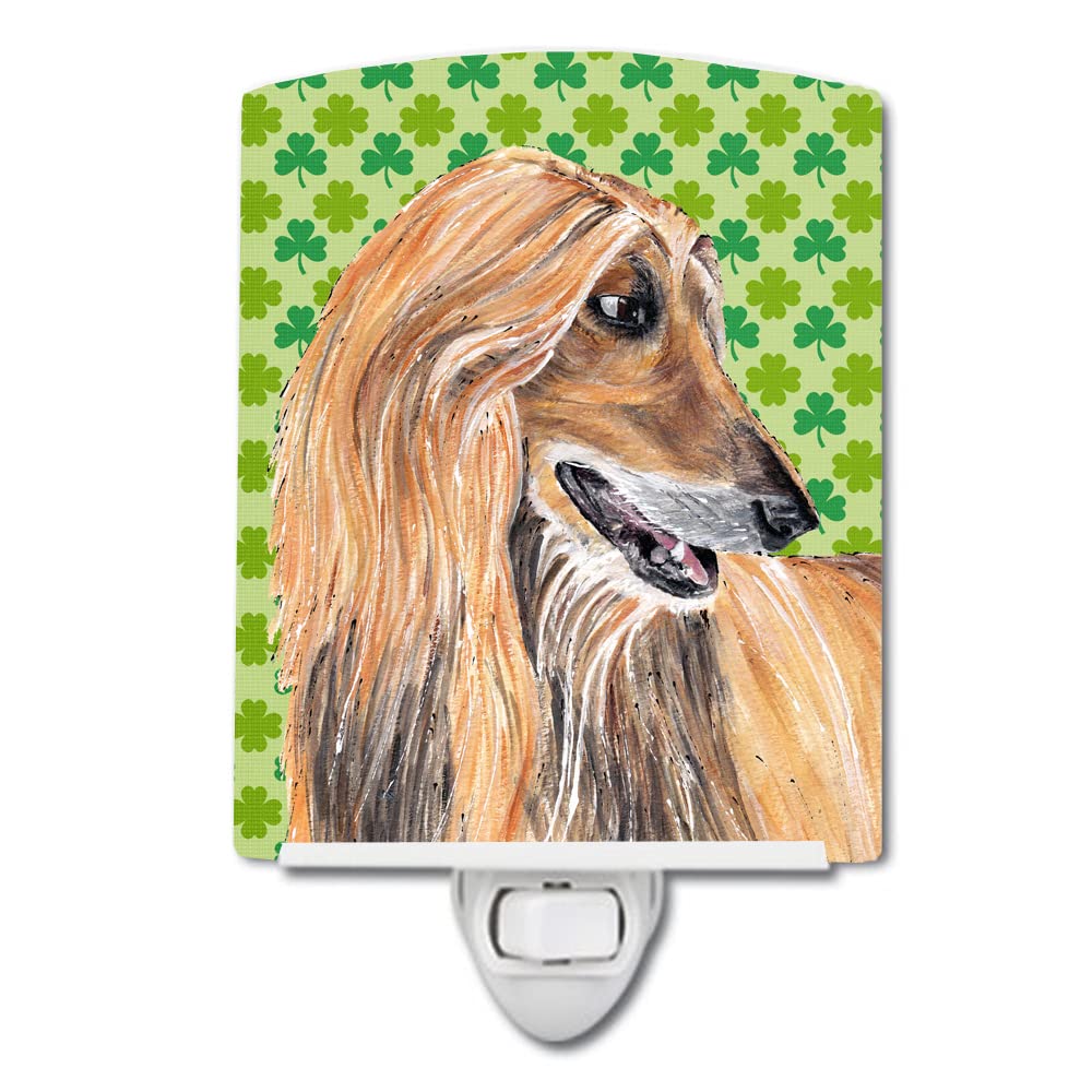 Carolines Treasures St. Patricks Day Afghan Hound Ceramic Night Light, UL-Certified, 6x4x3in, Multicolor, Model SC9502CNL