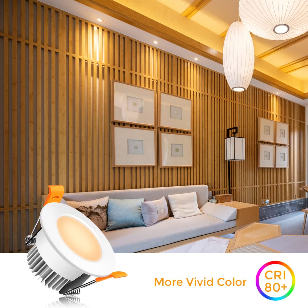 2 Inch Led Recessed Lighting Dimmable Downlight, 3W(35W Halogen Equivalent), 3000K Warm White, Cri80, Led Ceiling Light With Led