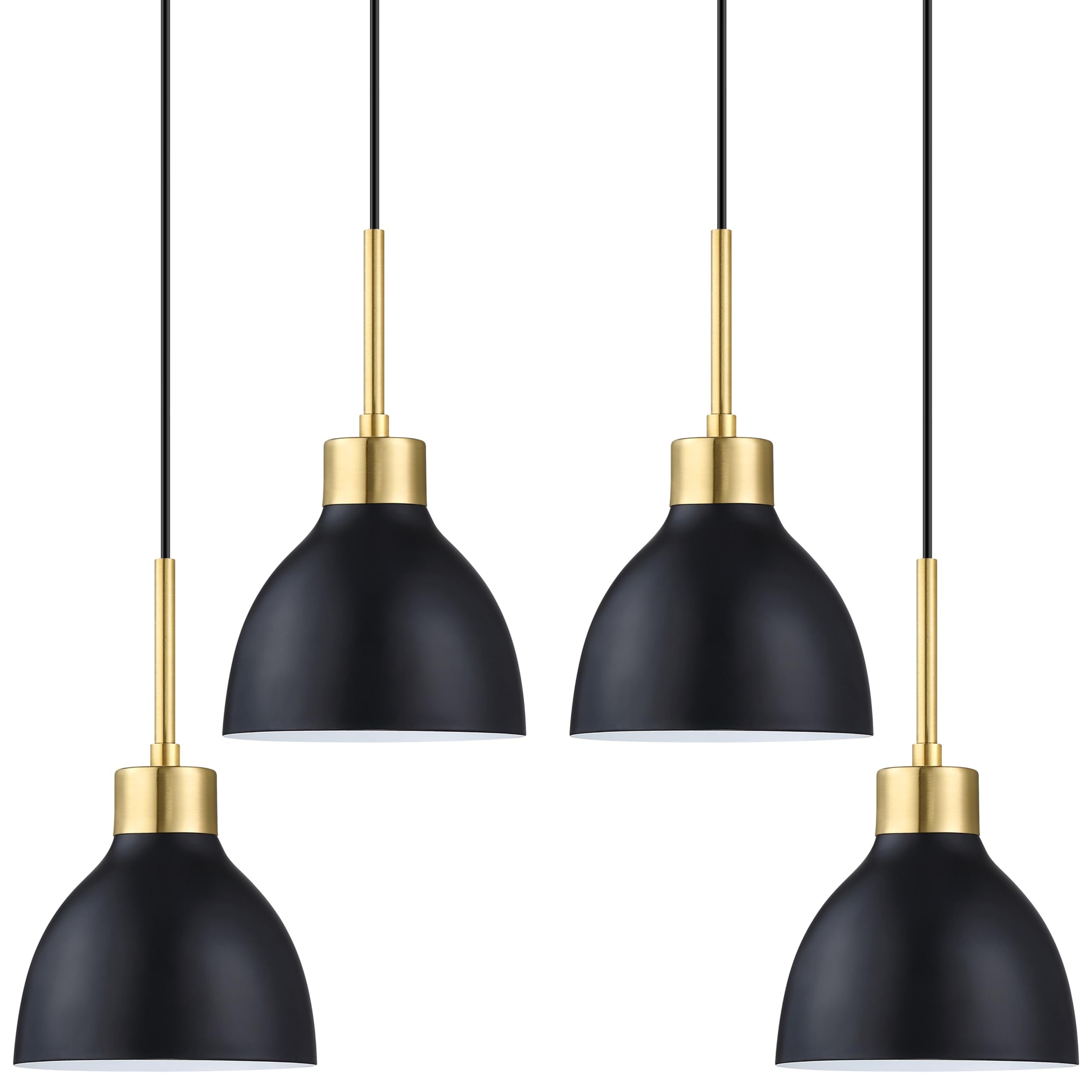 4 Pack 1 Light Kitchen Island Mini Hanging 6.5'' Metal Drum Pendant Ceiling Light Industrial Fixtures,Black Gold Finish for Over