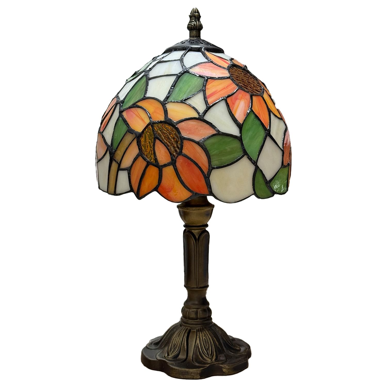 Ceeya Tiffany Style Table Lamp 3 Way Yellow Sunflower Stained Glass Lamp Antique Bedside Desk Lamp for Bedroom Living Room Offic