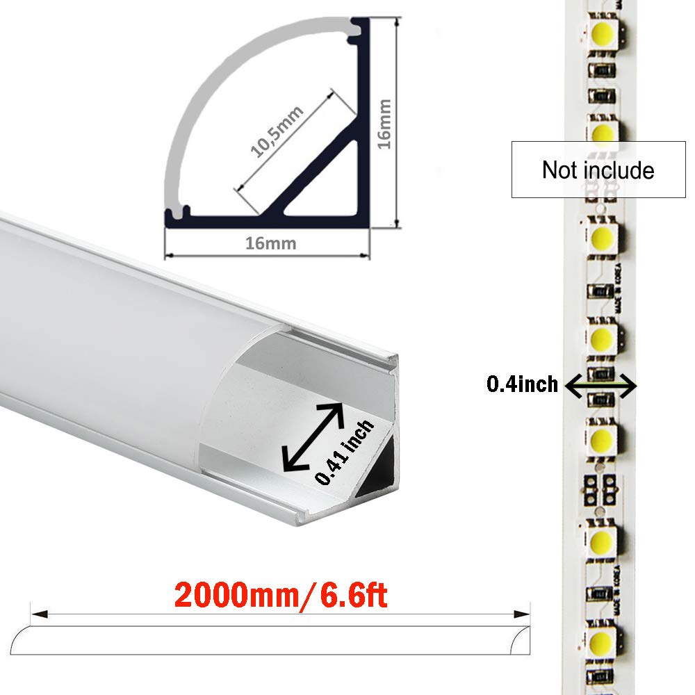 Starlandled 18X1.9M Led Aluminum Channel V, 1.9Meter/6.23Ft Led Channels And Diffusers With End Caps And Mounting Clips For Led