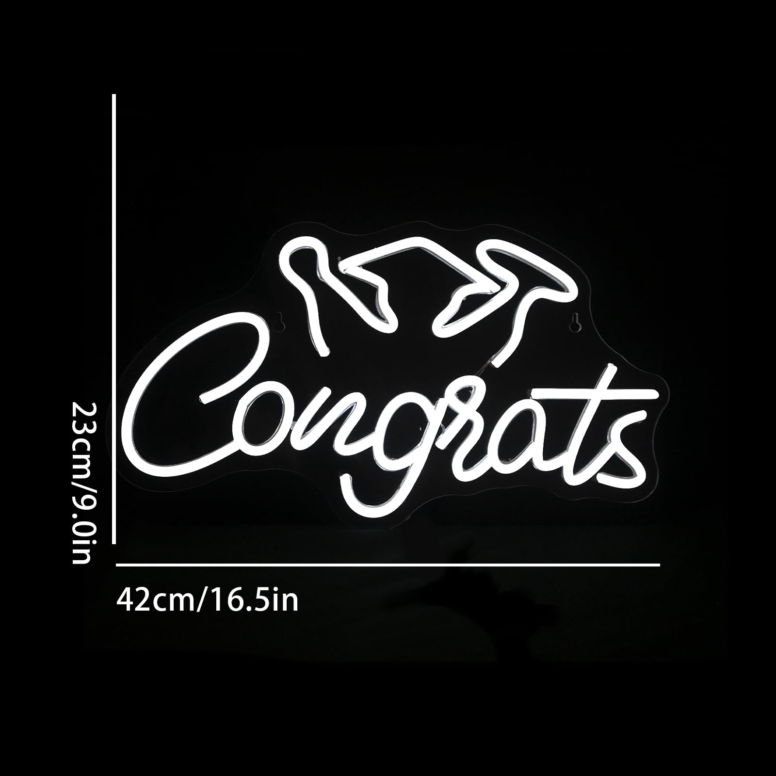 Congrats Grad Neon Sign Graduation Party Neon Signs for Wall Decor USB Powered White Led Neon Lights Class of 2024 Party Backdro