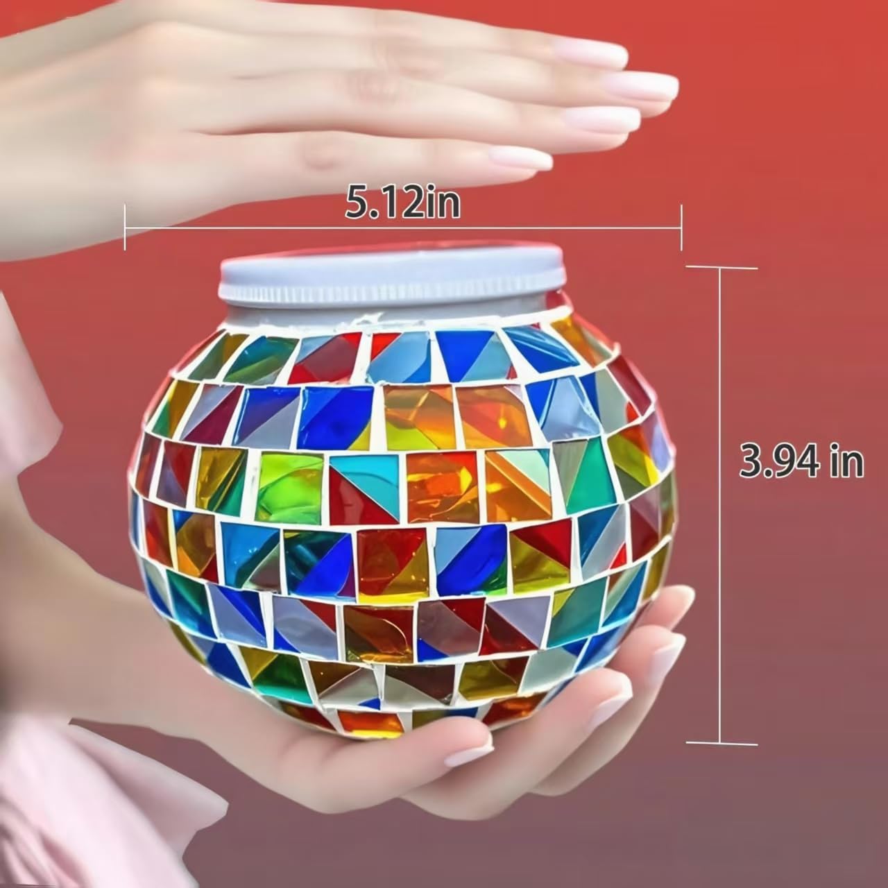 Aukora Solar Powered Color Changing Glass Ball Lights, Big Mosaic, Waterproof LED Night Light for Garden, Patio, Party, Indoor/Outdoor