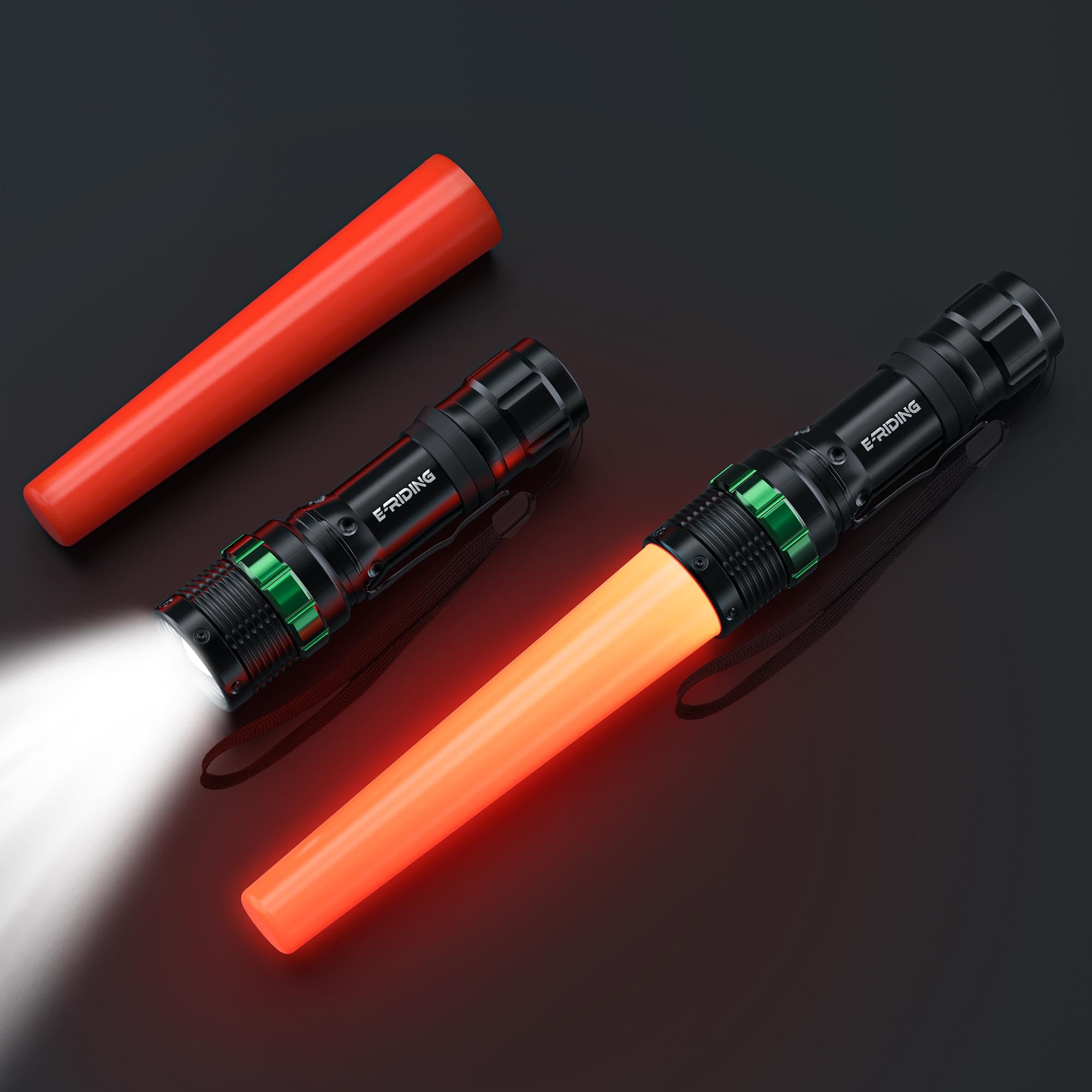 E-Riding 2 Pack Traffic Wand, 11 Inch Led Traffic Flashlight Wand, Small Orange Safety Baton With For 5 Flashing Modes, Air Traffic Control Wands For Airport, Parking, Car Directing