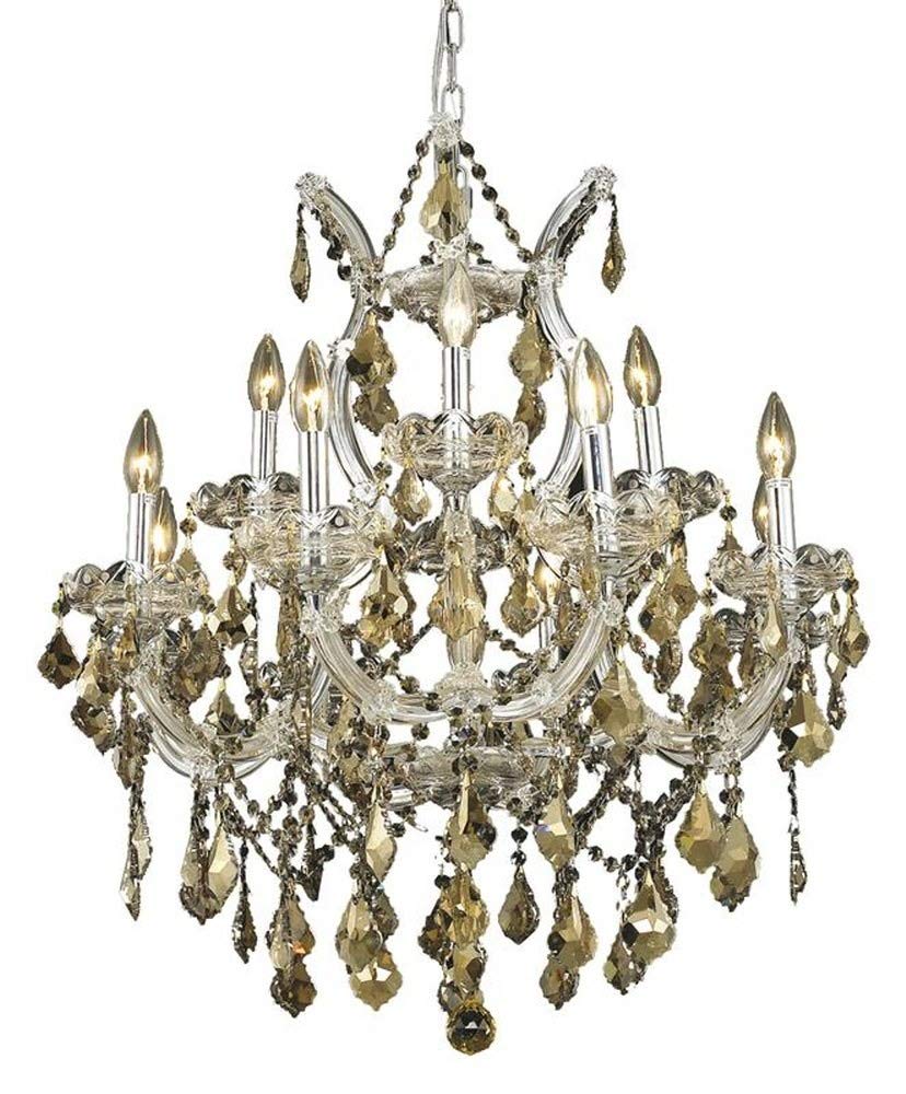Elegant Lighting Royal Cut Crystal Chandelier, 13-Light, Two-Tier, 27inx26in, Chrome Finish, Model 2800D27C-GT/RC